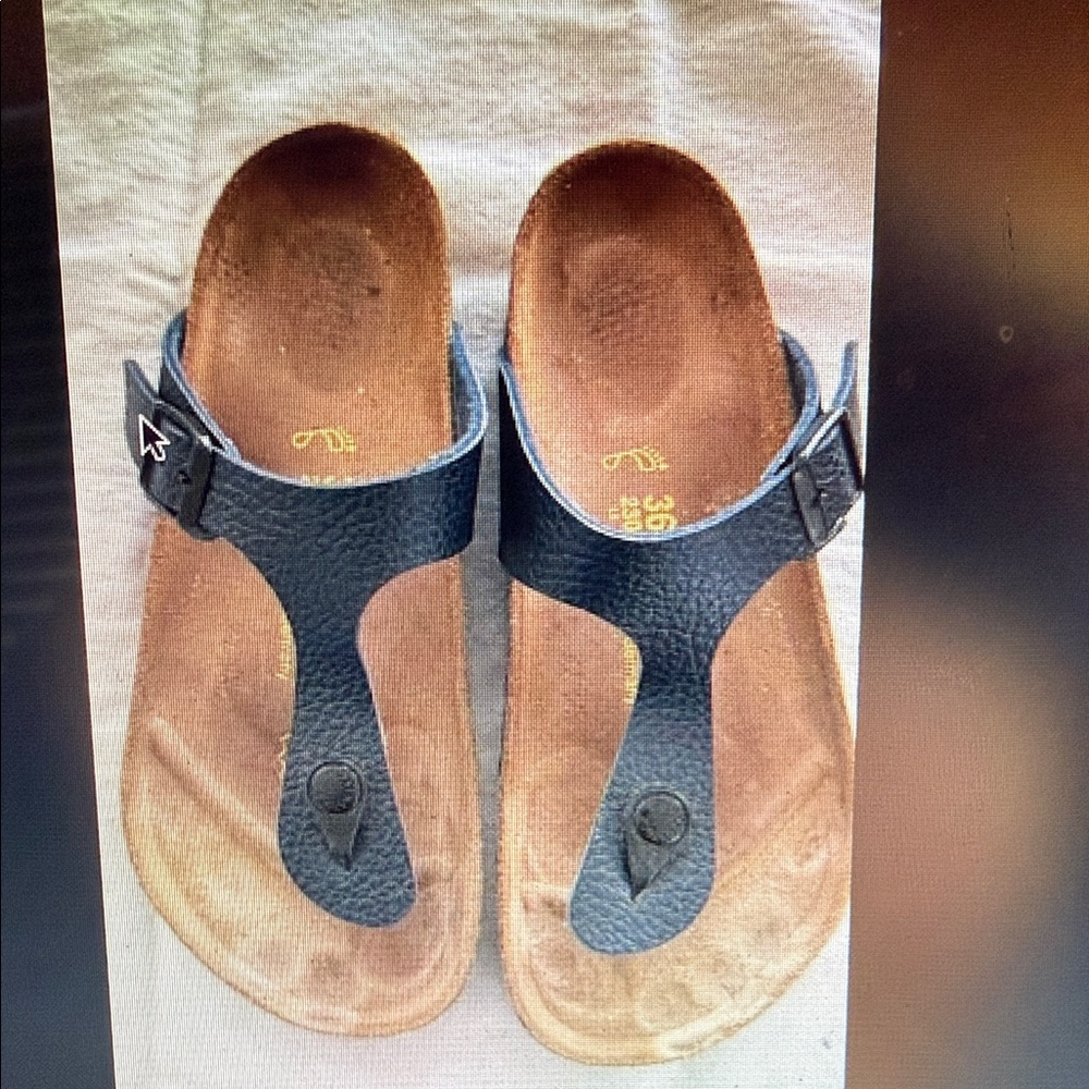 Birkenstock Gizeh 36 Black Leather Sandals